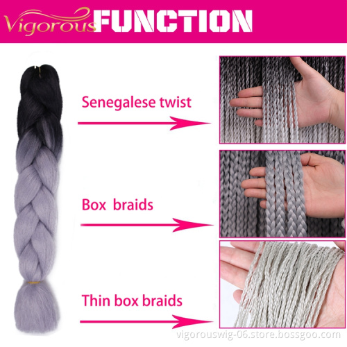 Vigorous Free Sample 24inch Synthetic Jumbo Braiding Hair Long Braid Hairpieces Ombre Crochet Braids Extensions for Black Women